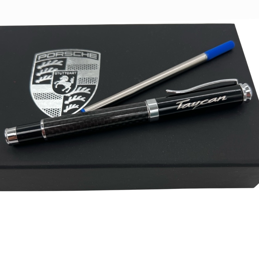 Porsche Taycan Carbon Fiber Ballpoint Pen Refill Set NWT